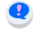Part No: 98138pb305  Name: Tile, Round 1 x 1 with Bright Pink Exclamation Mark on Blue Speech Bubble Pattern