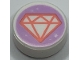 Part No: 98138pb312  Name: Tile, Round 1 x 1 with Coral Jewel with Sparkles on Lavender Background Pattern