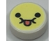 Part No: 98138pb315  Name: Tile, Round 1 x 1 with Emoji, Bright Light Yellow Face, Black Eyes, and Coral Tongue Sticking Out Pattern