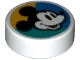 Part No: 98138pb321  Name: Tile, Round 1 x 1 with Mickey Mouse Head Profile on Blue, Bright Light Orange, and Dark Turquoise Background Pattern