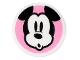 Part No: 98138pb328  Name: Tile, Round 1 x 1 with Surprised Mickey Mouse Head on Bright Pink Background Pattern