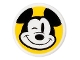Part No: 98138pb329  Name: Tile, Round 1 x 1 with Mickey Mouse Head Winking on Yellow Background Pattern