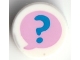 Part No: 98138pb347  Name: Tile, Round 1 x 1 with Blue Question Mark on Bright Pink Speech Bubble Pattern
