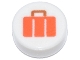 Lego part: Tile, Round 1 x 1 with Reddish Orange Suitcase with Dark Orange Handle Pattern