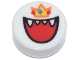 Part No: 98138pb462  Name: Tile, Round 1 x 1 with Open Mouth with Teeth and Tongue, Orange and Yellow Crown with Red and Blue Diamonds Pattern (Super Mario King Boo)