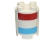 Part No: 98225pb005  Name: Duplo, Brick Round 2 x 2 x 2 with Red and Medium Azure Stripes Pattern