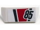 Part No: 98834pb10  Name: Vehicle, Spoiler with Bar Handle with '85', Dark Bluish Gray and Red Stripes Pattern (Sticker) - Set 60145