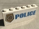 Part No: BA003pb11  Name: Stickered Assembly 6 x 1 x 2 with Blue 'POLICE' with World City Gold Police Badge Pattern (Sticker) - Set 7035 - 2 Brick 1 x 6