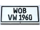 Part No: BA013pb09  Name: Stickered Assembly 4 x 2 with Black 'WOB VW 1960' and Rectangle Border Pattern (Sticker) - Set 10187 - 2 Tile 2 x 2 with Groove