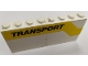Part No: BA098pb01L  Name: Stickered Assembly 8 x 1 x 3 with Black 'TRANSPORT' on Yellow Stripe Pattern Model Left Side (Sticker) - Set 6367 - 2 Panel 1 x 4 x 3 - Solid Studs