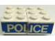 Part No: BA347pb01  Name: Stickered Assembly 4 x 3 x 1 with White 'POLICE' on Blue Background Pattern on Both Sides (Stickers) - Sets 618 / 628-2 - 2 Brick 1 x 3 without Cross Supports