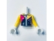 Lot ID: 383837854  Part No: FTGpb163c01  Name: Torso Mini Doll Girl Yellow Top with Dark Blue and Magenta Zip-Front Pattern, Yellow Sleeves and White Gloves