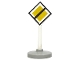 Lot ID: 327297818  Part No: bb0131pb02c02  Name: Road Sign with Post, Diamond with Black & White Border End of Major Road Pattern, Type 2 Base