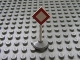 Part No: bb0131pb03c01  Name: Road Sign with Post, Diamond with Red Border, Plain White Inside Pattern, Type 1 Base