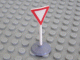 Lot ID: 279256876  Part No: bb0134pb01c01  Name: Road Sign with Post, Triangle Inverted with Yield Pattern, Type 1 Base