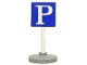 Part No: bb0139pb01c02  Name: Road Sign with Post, Square with Parking 'P' Pattern, Type 2 Base