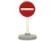 Part No: bb0140pb01c02  Name: Road Sign with Post, Round with No Entry / Thoroughfare Pattern, Type 2 Base