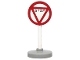 Part No: bb0140pb03c02  Name: Road Sign with Post, Round with Triangle Stop Pattern, Type 2 Base
