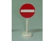 Part No: bb0305pb02  Name: Road Sign with Post, Round with No Entry / Thoroughfare Pattern - Single Piece Unit