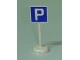 Part No: bb0306pb01  Name: Road Sign with Post, Square with Parking 'P' Pattern - Single Piece Unit