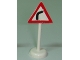 Lot ID: 327291606  Part No: bb0307pb03  Name: Road Sign with Post, Triangle with Curve Ahead Pattern - Single Piece Unit