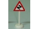 Part No: bb0307pb04  Name: Road Sign with Post, Triangle with Curved Road Pattern - Single Piece Unit