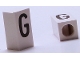 Part No: bb0695pb25  Name: Tile, Modified 1 x 2 x 5/6 Stud Hole in End with Black Capital Letter G Pattern