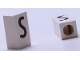 Part No: bb0695pb37  Name: Tile, Modified 1 x 2 x 5/6 Stud Hole in End with Black Capital Letter S Pattern