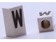 Part No: bb0695pb41  Name: Tile, Modified 1 x 2 x 5/6 Stud Hole in End with Black Capital Letter W Pattern