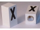 Part No: bb0695pb42  Name: Tile, Modified 1 x 2 x 5/6 Stud Hole in End with Black Capital Letter X Pattern