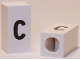 Part No: bb0695pb47  Name: Tile, Modified 1 x 2 x 5/6 Stud Hole in End with Black Lowercase Letter c Pattern