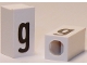 Part No: bb0695pb51  Name: Tile, Modified 1 x 2 x 5/6 Stud Hole in End with Black Lowercase Letter g Pattern
