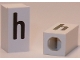Part No: bb0695pb52  Name: Tile, Modified 1 x 2 x 5/6 Stud Hole in End with Black Lowercase Letter h Pattern