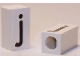 Part No: bb0695pb54  Name: Tile, Modified 1 x 2 x 5/6 Stud Hole in End with Black Lowercase Letter j Pattern