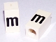 Part No: bb0695pb57  Name: Tile, Modified 1 x 2 x 5/6 Stud Hole in End with Black Lowercase Letter m Pattern