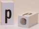 Part No: bb0695pb60  Name: Tile, Modified 1 x 2 x 5/6 Stud Hole in End with Black Lowercase Letter p Pattern