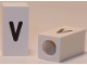 Part No: bb0695pb66  Name: Tile, Modified 1 x 2 x 5/6 Stud Hole in End with Black Lowercase Letter v Pattern