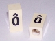 Part No: bb0695pb86  Name: Tile, Modified 1 x 2 x 5/6 Stud Hole in End with Black Lowercase Letter o with Circumflex (ô) Pattern