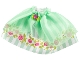 Part No: belvskirt30  Name: Belville, Clothes Skirt Long, Satin with Light Green Stripes and Roses Pattern and Sheer Medium Green Layer (5834)