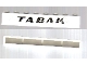 Part No: crssprt01pb01  Name: Brick 1 x 8 without Bottom Tubes with Cross Side Supports with Black 'TABAK' Sans-Serif Pattern