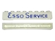 Part No: crssprt01pb014a  Name: Brick 1 x 8 without Bottom Tubes with Cross Side Supports with Blue 'ESSO SERVICE' Long with Round 'O' Pattern