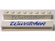 Part No: crssprt01pb019a  Name: Brick 1 x 8 without Bottom Tubes with Cross Side Supports with Blue 'Würstchen' Script Pattern ('Wurstchen')