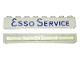 Part No: crssprt01pb14  Name: Brick 1 x 8 without Bottom Tubes with Cross Side Supports with Blue 'ESSO SERVICE' Long Pattern