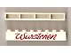 Part No: crssprt01pb19  Name: Brick 1 x 8 without Bottom Tubes with Cross Side Supports with Red 'Würstchen' Script Pattern ('Wurstchen')