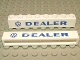 Part No: crssprt01pb23  Name: Brick 1 x 8 without Bottom Tubes with Cross Side Supports with Blue 'VW DEALER' Sans-Serif Bold Pattern