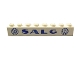 Part No: crssprt01pb34  Name: Brick 1 x 8 without Bottom Tubes with Cross Side Supports with Blue 'VW SALG VW' Bold Pattern