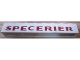 Part No: crssprt01pb39a  Name: Brick 1 x 8 without Bottom Tubes with Cross Side Supports with Dark Red 'SPECERIER' Pattern
