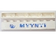Part No: crssprt01pb64  Name: Brick 1 x 8 without Bottom Tubes with Cross Side Supports with Blue 'VW MYYNTI' Pattern