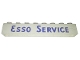 Part No: crssprt01pb69  Name: Brick 1 x 8 without Bottom Tubes with Cross Side Supports with Blue 'ESSO SERVICE' Long, Bold Letters Pattern