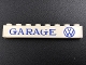 Part No: crssprt01pb76  Name: Brick 1 x 8 without Bottom Tubes with Cross Side Supports with Blue 'GARAGE VW' Pattern